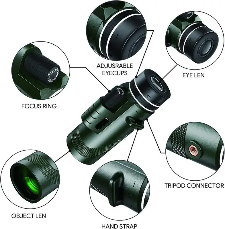80x100 HD Monocular for Smartp - огляд і ціна Monocular Night Vision